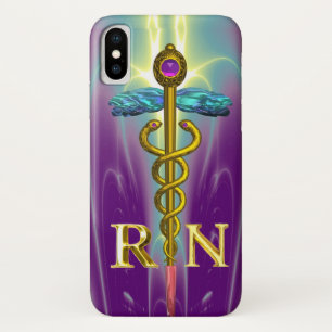 GOLDENER KADUZEUS REGISTRIERTE PFLEGESYMBOL Blau L Case-Mate iPhone Hülle