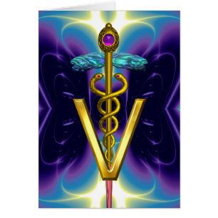GOLDENER KADUZEUS VETERINÄR SYMBOL Lila Blau
