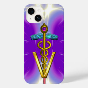 GOLDENER KADUZEUS VETERINÄR SYMBOL / Purpur Fuchsi Case-Mate iPhone 14 Hülle