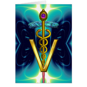 GOLDENER KADUZEUS VETERINÄR SYMBOL Türkisblau