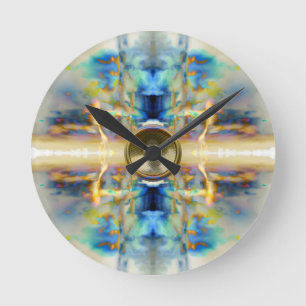 Goldener Kaleidoskop-Lautsprecher Runde Wanduhr