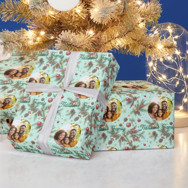 Goldener Kiefernrahmen Geschenkpapier (Feiertage)