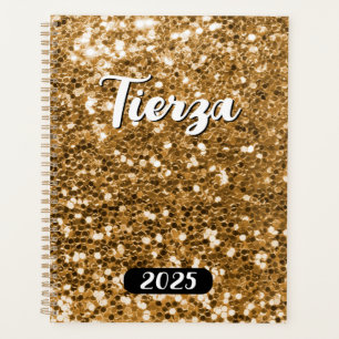 Goldener klumpiger Glitter personalisiert 2025 Planer