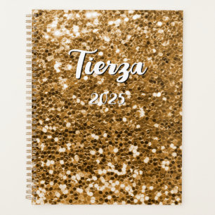 Goldener klumpiger Glitter Personalisiert Planer