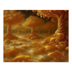 Goldener Koi Poster