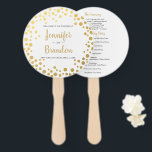 Goldener Konfetti-Fan Fächer<br><div class="desc">Gold Konfetti rund Hochzeitsprogramm Fan. Für weitere Anpassungen klicken Sie bitte auf den Link "Weitere Anpassung" und verwenden Sie unser Design-Tool, um diese Vorlage zu ändern.</div>