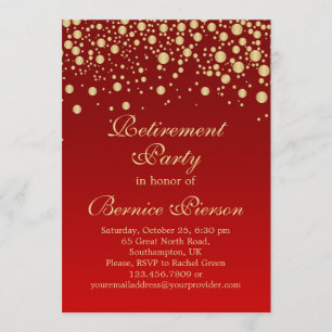 Goldener Konfetti zur Party Einladung der roten Al