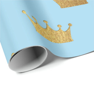 Goldener Königsblau-König Crown Heraldic Geschenkpapier
