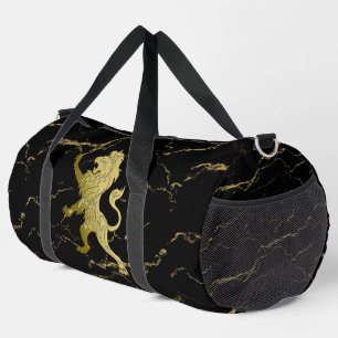 Goldener Königslöwe Schwarzer Marmor Duffle Bag
