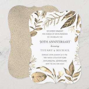 Goldener Kranz Blatt 50. Hochzeitstag Einladung