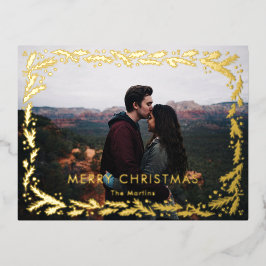 Goldener Kranz Frohe Weihnachts-Foto-Design Folien Feiertagspostkarte