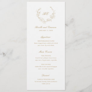 Goldener Kranz Monogramm Elegante Hochzeit Menükarte