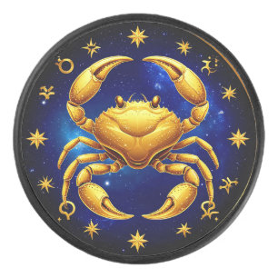 🦀 Goldener Krebs Sternzeichen Hockey Puck Kosmisc