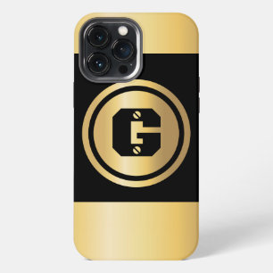 Goldener Kreis mit individuellem Anfangsmonogramm iPhone 13 Pro Max Hülle