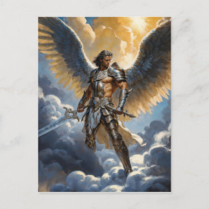 Goldener Krieger des Erzengels Michael des Himmels Postkarte