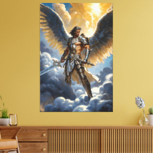 Goldener Krieger des Erzengels Michael Leinwanddruck