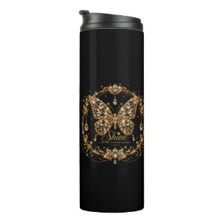 Goldener Kristall-Schmetterling Schimmer Luxus-Sch Thermosbecher