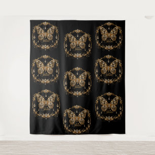 Goldener Kristall Schmetterling Schimmer Luxus Sch Wandteppich