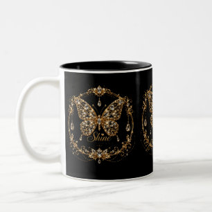 Goldener Kristall Schmetterling Schimmer Luxus Sch Zweifarbige Tasse