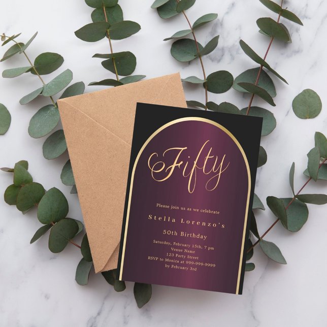 Goldener Krongoldbogen Luxus 50. Geburtstag Einladung (Von Creator hochgeladen)