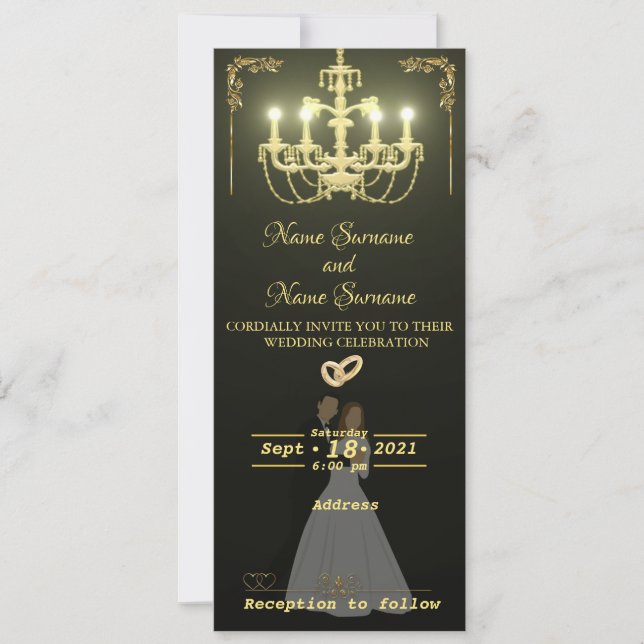 Goldener Kronleuchter Einladung (Vorderseite)