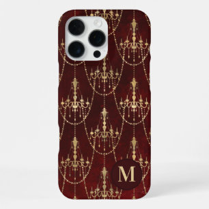 Goldener Kronleuchter mit rotem Monogramm iPhone 16 Pro Max Hülle