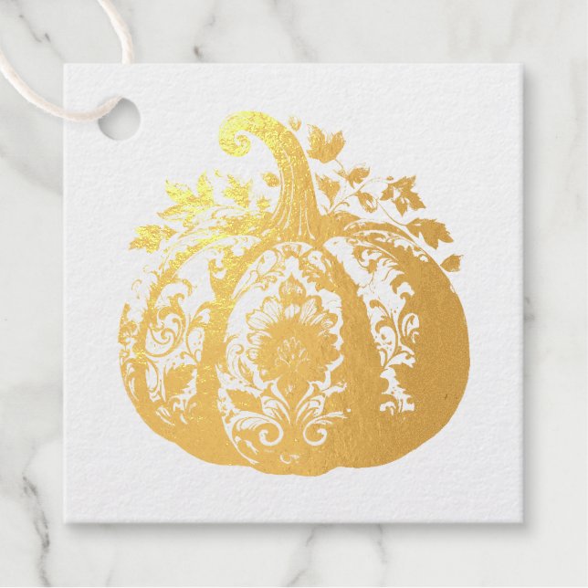 Goldener Kürbis Geschenkanhänger (Vorderseite)