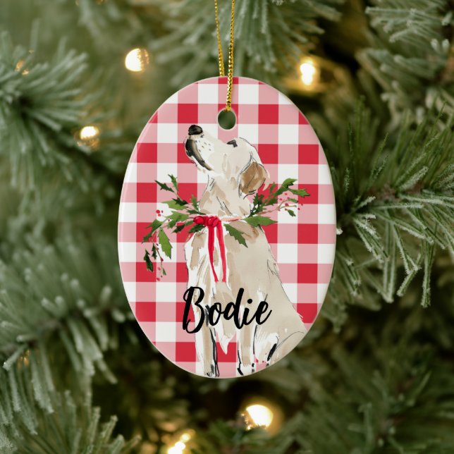 Goldener Labrador Weihnachten Keramik Ornament (Baum)