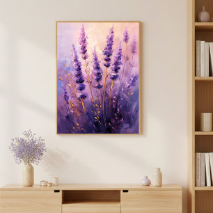 Goldener Lavendelblüten-Wandkunst-Druckposter Poster