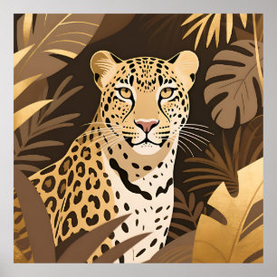 Goldener Leopard Dschungel Boho Wildnis Poster