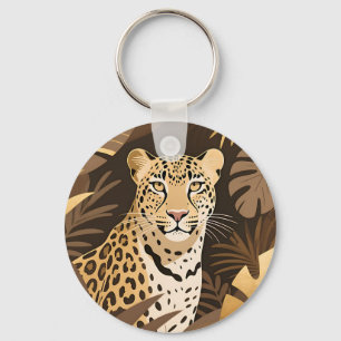 Goldener Leopard Dschungel Boho Wildnis  Schlüsselanhänger