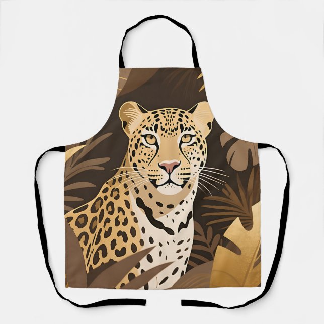 Goldener Leopard Dschungel Boho Wildnis  Schürze (Vorderseite)