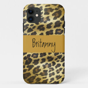 Goldener Leopard-Pelz-Tier-Druck mit Namen Case-Mate iPhone Hülle