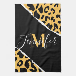 Goldener Leopardenprint Geschirrtuch