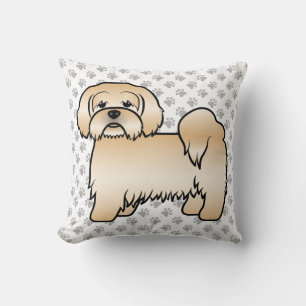 Goldener Lhasa Apso Süßer Cartoon-Hund & Pfoten Kissen