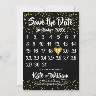 Goldener Liebe Herzkalender Save the Date