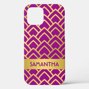 Goldener Lila Art Deco Geometrischer Personalisier Case-Mate iPhone Hülle
