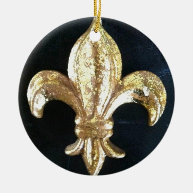 GOLDENER LILIEN-DRUCK KERAMIK ORNAMENT (Vorne)