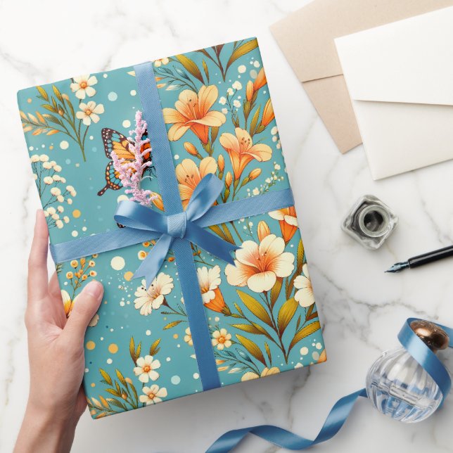 Goldener Lilien Garten Geschenkpapier (Schenken)