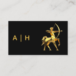 Goldener Look - Schütze - Monogramm schwarz Visitenkarte