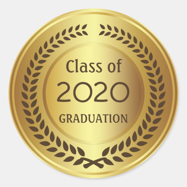 Goldener Lorbeerkranz-Abschluss Runder Aufkleber (Vorderseite)