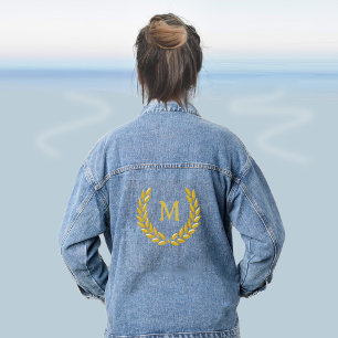 Goldener Lorbeerkranz und Monogramm Jeansjacke