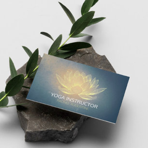 Goldener Lotus und Blue Grunge Yoga Instructor Visitenkarte