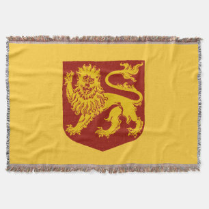 Goldener Löwe auf roter Schild-Wappenkunde Decke