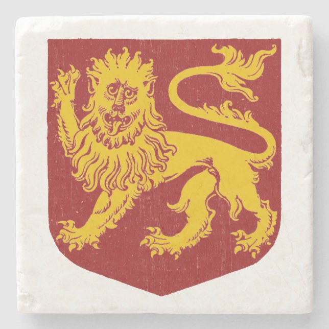 Goldener Löwe auf roter Schild-Wappenkunde Steinuntersetzer (Vorderseite)