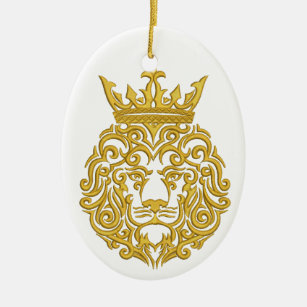 goldener Löwe in der Krone Keramikornament
