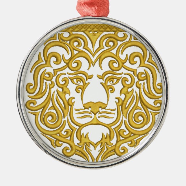 goldener Löwe in der Krone Ornament Aus Metall (Vorne)