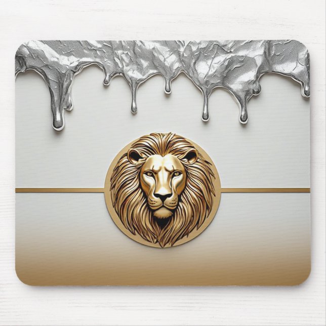 Goldener Löwe Symbol Luxus Metall Stil 🦁 Mousepad (Vorne)