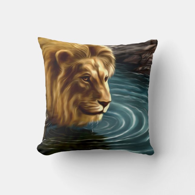 Goldener Löwenkopf Kissen (Vorderseite)