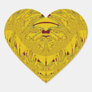 Goldener Löwenkopf-Kunstprint Herz-Aufkleber